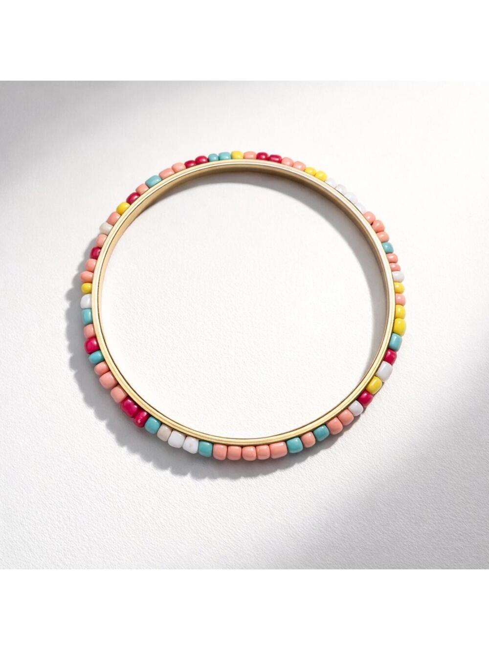 Vintage Colorful Beaded Bangle Bracelet
